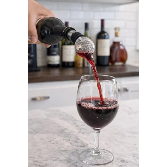 Kuraidori Stainless Steel Wine Chill Stick‎ & Soiree Glass In-Bottle Aerator Set