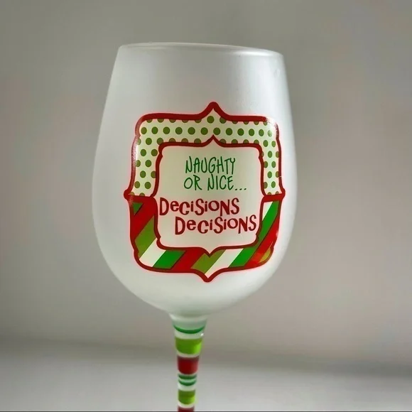 Naughty or Nice Wind Glass Christmas Wine Glass