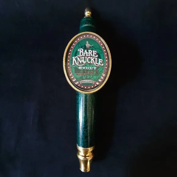 Rare Bare Knuckle Stout Home Bar Beer Tap Handle Anheuser Busch Green & Gold