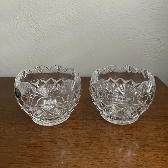 Bohemia Lot of 2 Crystal Votive Candle Holder Bud Vase Czech Republic 24% Lead
