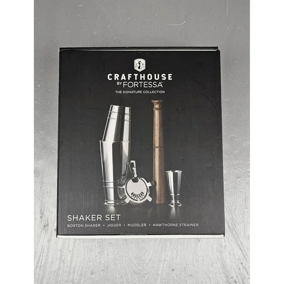 Fortessa Crafthouse Signature Shaker Set‎ Muddler Jigger Hawthorne Strainer NEW
