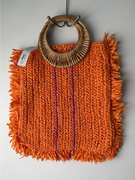 Soft Surroundings Orange Siesta Straw Bag