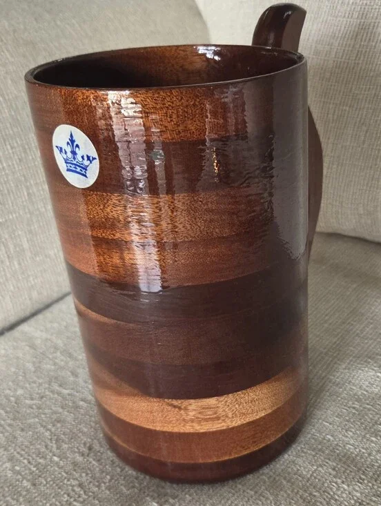 Vintage Wondrous Works in Wood Handmade Wooden Tankard Mug Stave Beer Stein