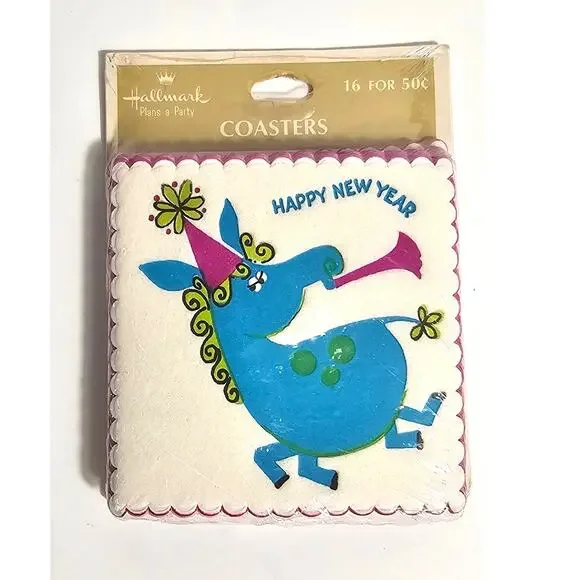 Vintage Hallmark Coasters | NOS | Mid-Century Party Donkey | 3.5