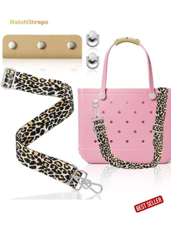Adjustable Crossbody Strap with Leather Handle Wrap for Beach Totes