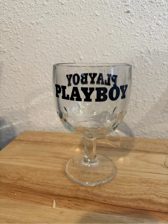 PLAYBOY Clear Glass Goblet with Black Logo