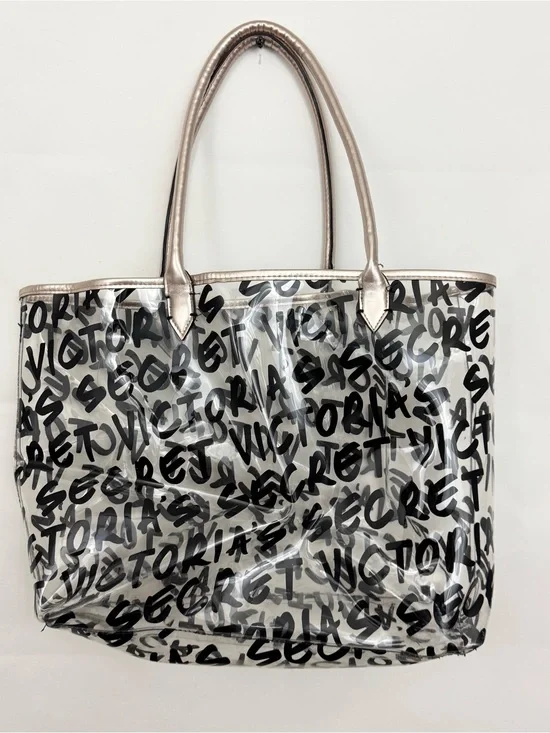 Victoria's Secret Graffiti Clear Tote Bag with Metallic Trim