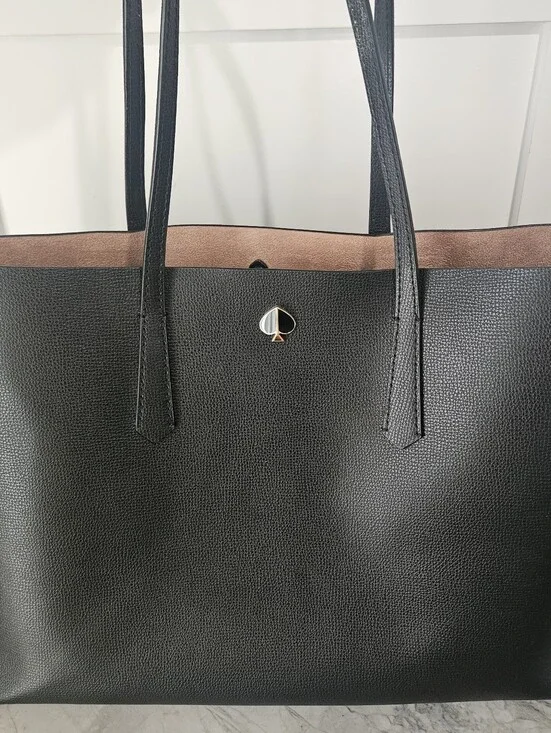 Kate Spade Black Tote Bag with Rose-Cream Interior