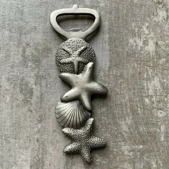 Stainless Steel Seashell Starfish Sand Dollar Bottle Opener Nautical Beach Bar