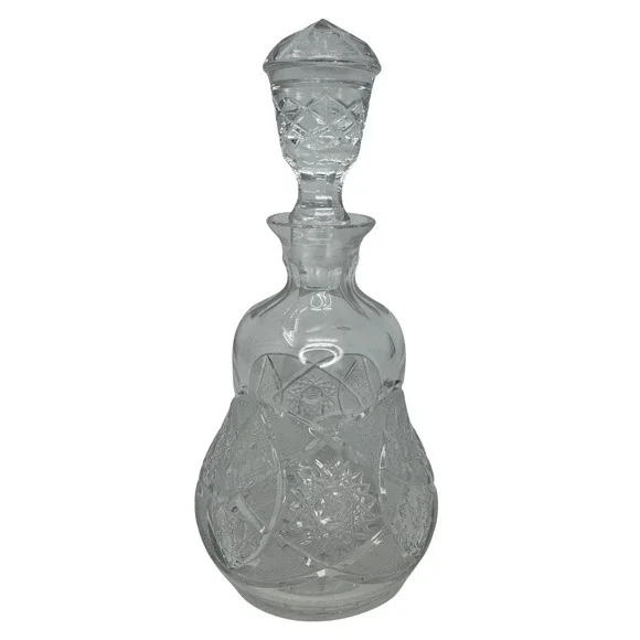Vintage Cut Glass Crystal Decanter w Stopper‎ 10