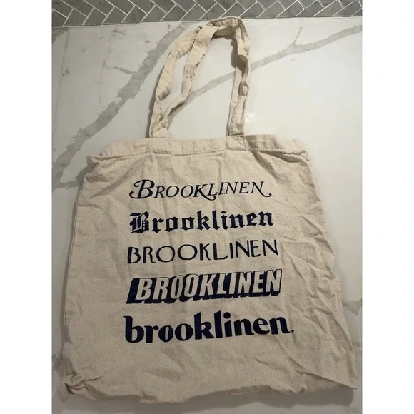 Brooklinen Eco Tote Bag Canvas Fabric Shoulder Bag Sheet Storage Fonts