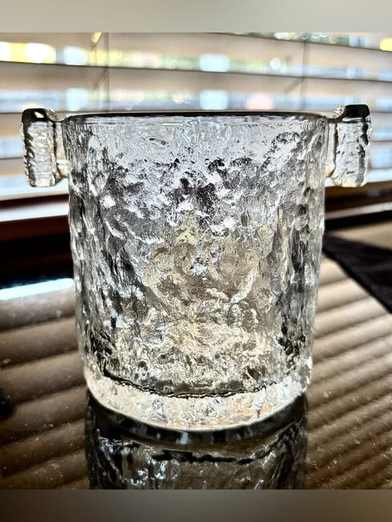 Vintage Mid-Century Modern Glass Scandinavian Sculpture Ice Bucket -Gorgeous!