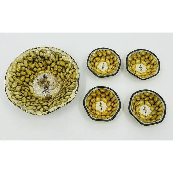 Vintage Planters Mr Peanut Snack Bowl Set One Large and Four Small