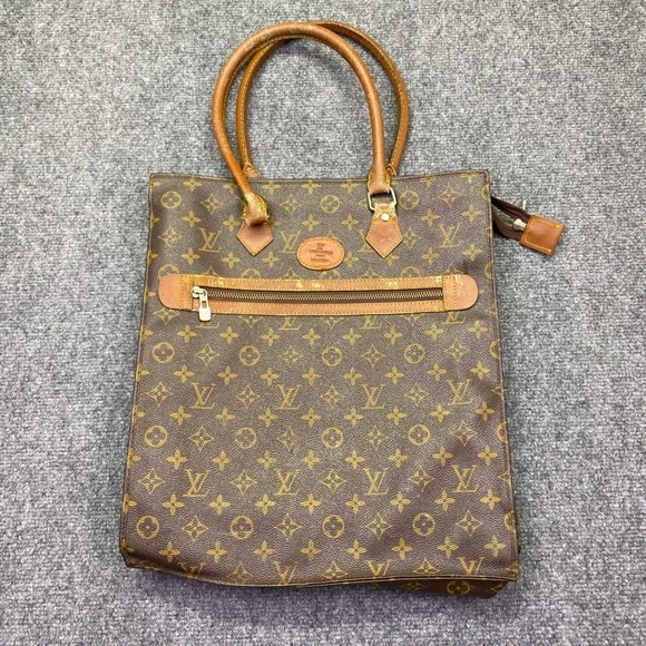 Louis Vuitton Monogram Sac Plat Tote Bag Brown Canvas Vintage M53152