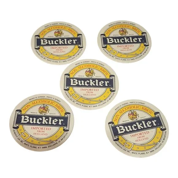 Set Of 5 Buckler Non-Alcoholic Brew Beer Coasters Heineken Double-sided 4