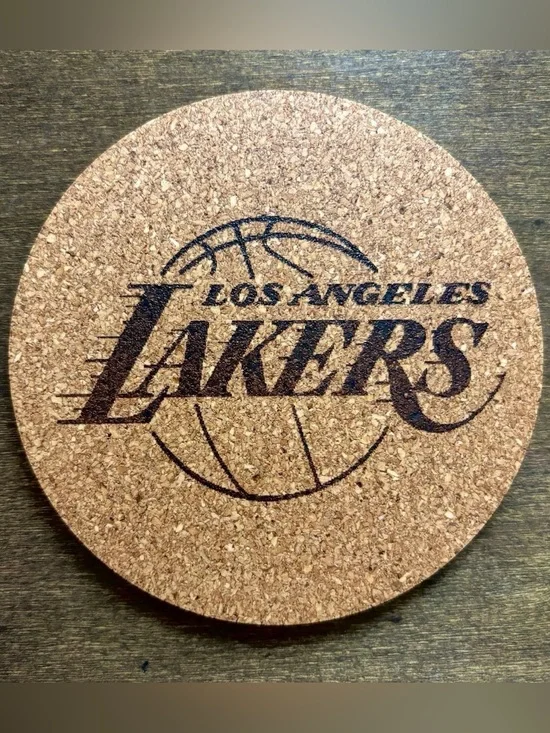 Lakers Logo Laser Engraved Cork Coaster