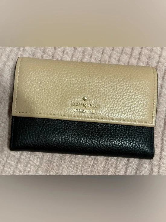 kate spade Beige and Black Leather Bifold Wallet