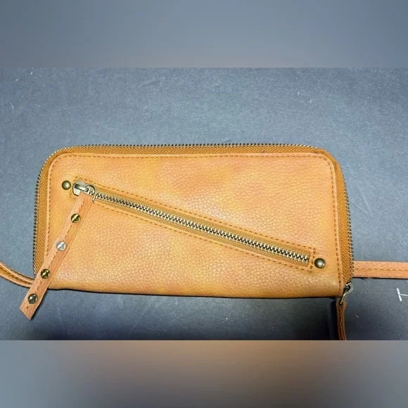 Free People Vegan Leather Wristlet Wallet Zip Around Tassel