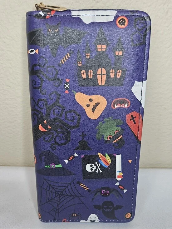 Halloween Wallet Wristlet | Haunted House, Witches, Pumpkins, Bats & More NEW