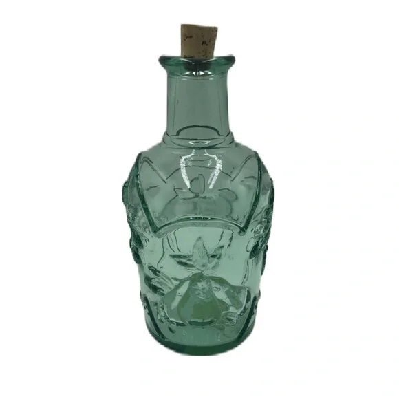 Libbey Glass Decanter Orchard Fruit Embossed Green