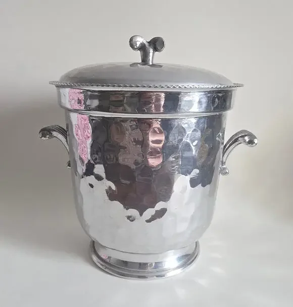 Vintage Hammer Hand Hammers Hammered Aluminum Ice Bucket with Lid 9.5
