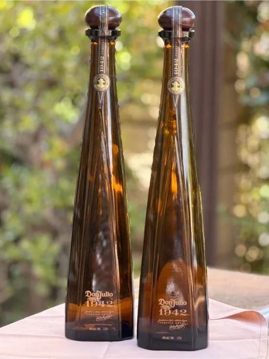 Don Julio 1942 Amber Tequila Bottle (Pair) Empty Bottles Only 1.75 L