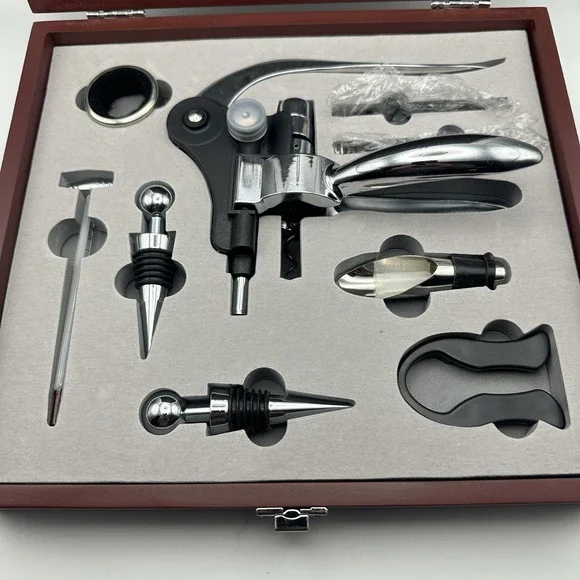 Executive Wine Collectors Set Leeds 1400-86WD  Wood 9 Pieces Star Promotions