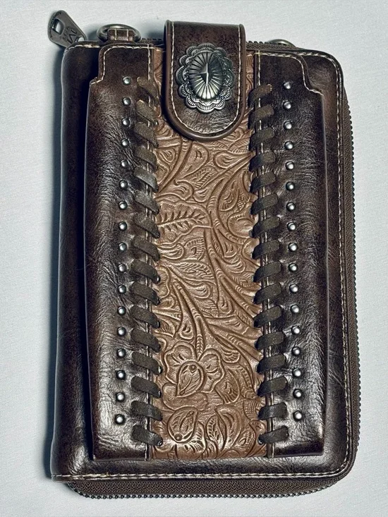 Montana West Small Phone & Wallet Clutch Brown No Strap Very Nice