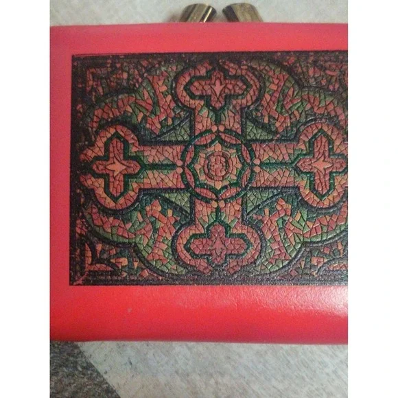 Vintage Red Mosaic Patterned Wallet