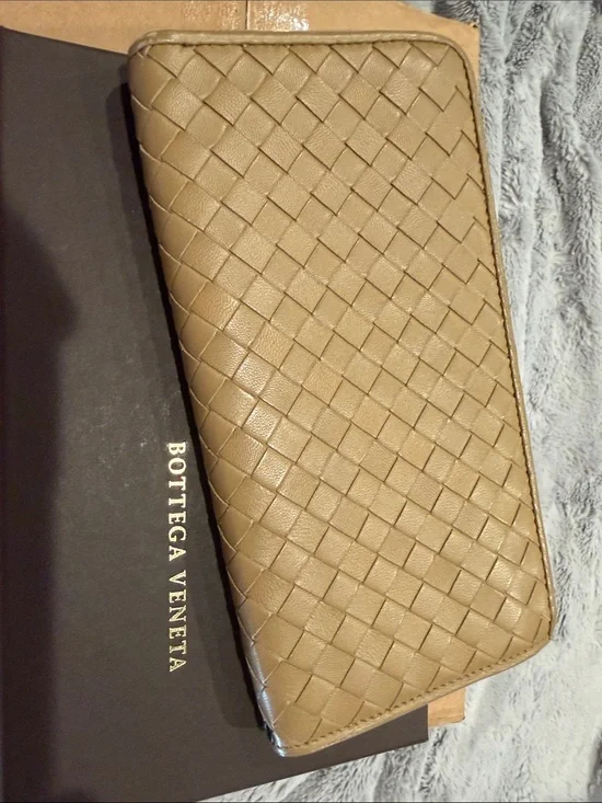 Bottega Veneta Tan Intrecciato Zip Wallet