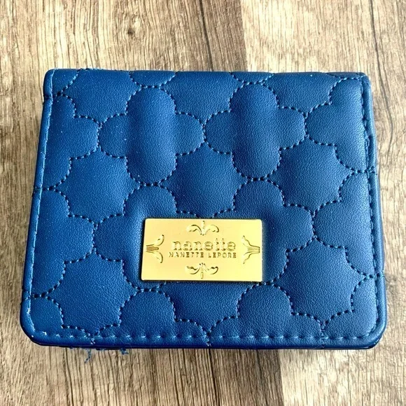 Nanette Lepore small blue‎ quilted wallet bifold