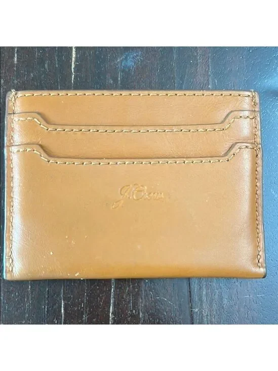 J Crew leather credit card holder wallet EUC