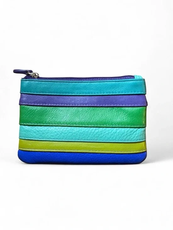 ili New York Multi-Colored Striped RFID-Blocking Leather Pouch