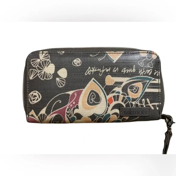 Sakroots Artist Zip Around Closure Wallet  Brown Muliticolor