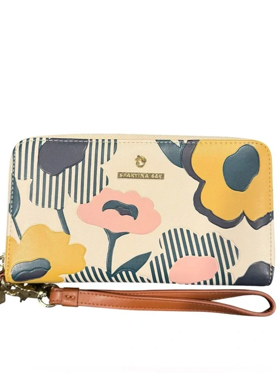 Spartina 449 floral white wallet wristlet blue pink yellow