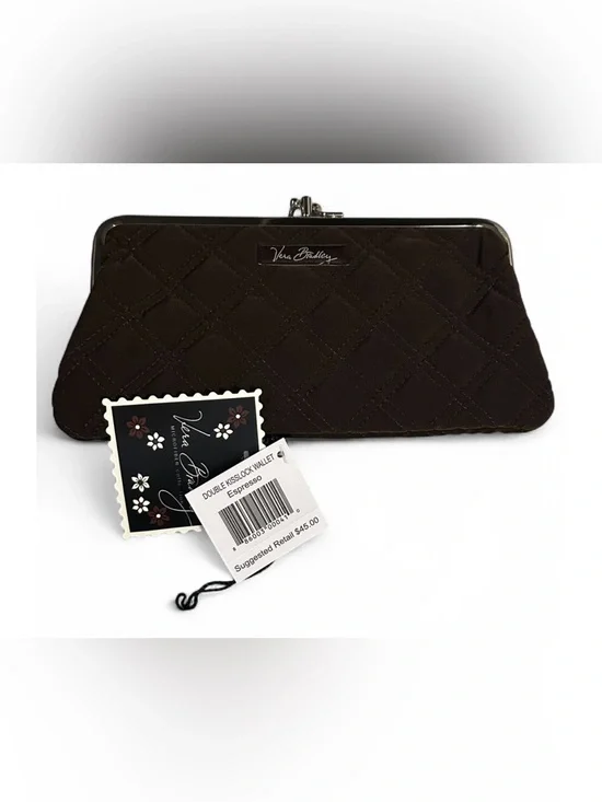 Vera Bradley Quilted Double Kisslock Wallet - Espresso Brown