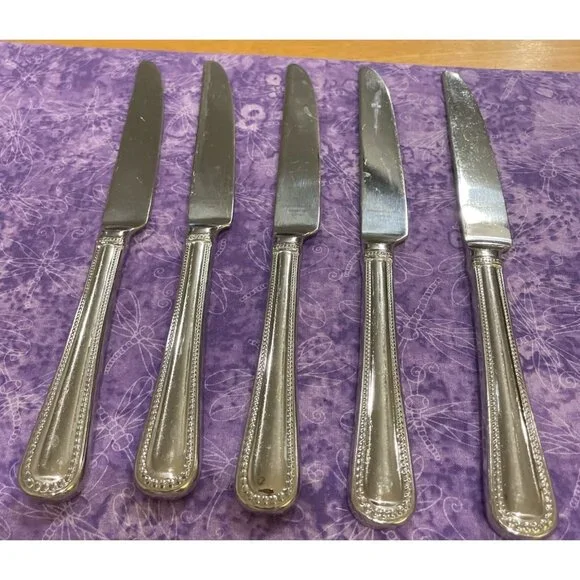 Reed & Barton Kendall Stainless French Solid Knife‎ 5 Piece Set Beaded Outline