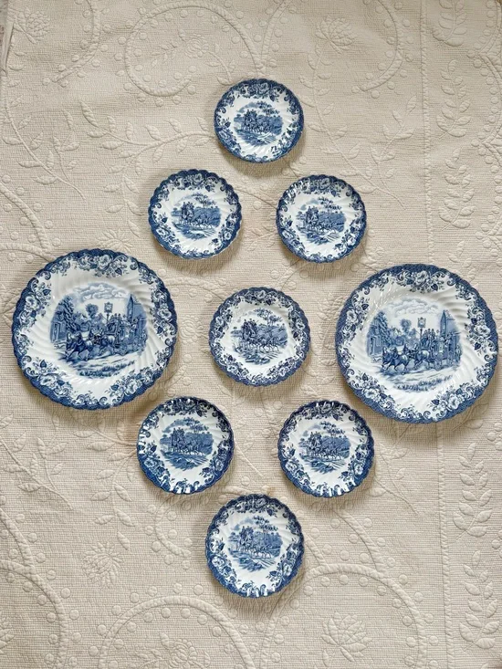 Johnson Brothers Blue and White Transferware Plate Collection
