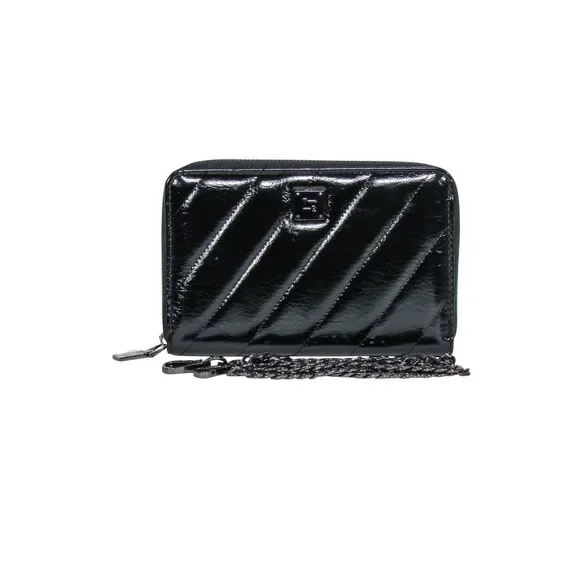 Royln - Black Patent Leather Crossbody Wallet w/ Removable Strap