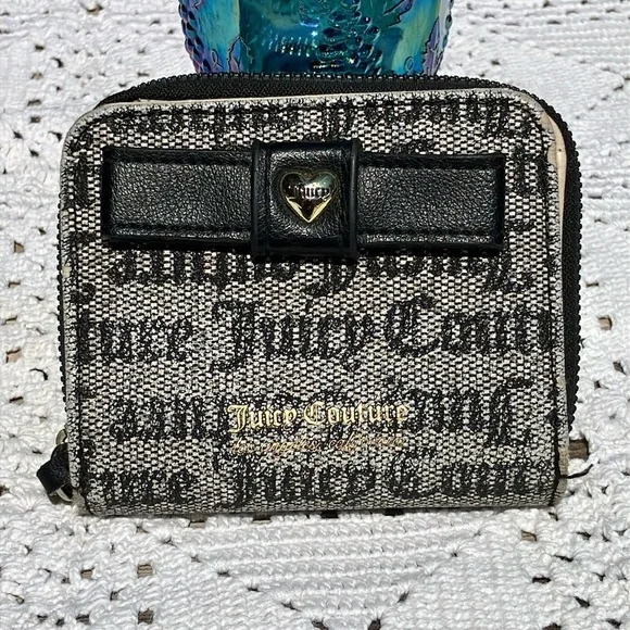 Juicy Couture Black and Gray Wallet with Monogram Design