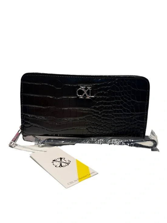 Christian Lacroix Black Croco Zip Around Wristlet Wallet | NWT