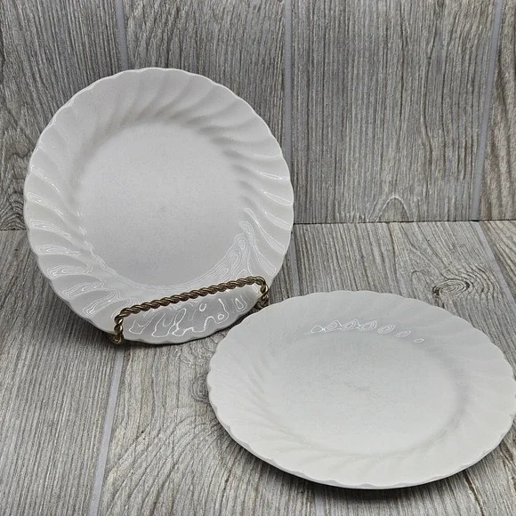 Johnson Brothers Regency White Ironstone Swirl Bread Butter Plates Set 2 England