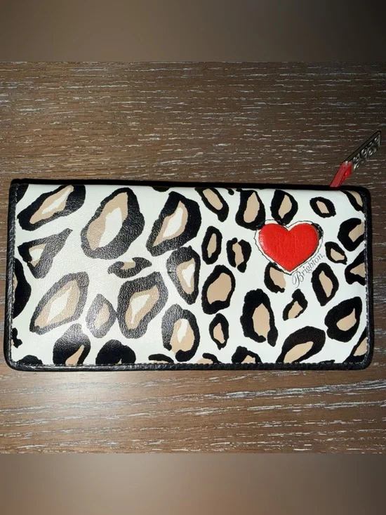 Brighton Leopard Print Wallet with Red Heart