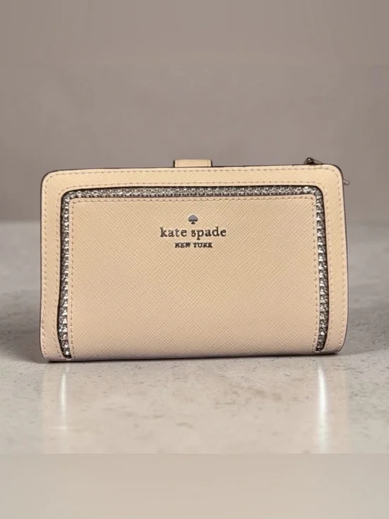 Kate Spade Meringue Madison Wallet with Silver Rhinestone Accents