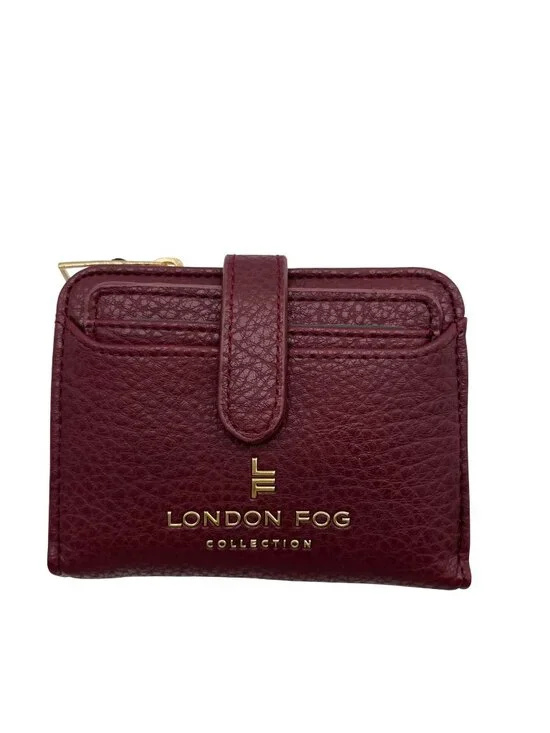 London Fog Burgundy Pebbled Faux Leather Wallet