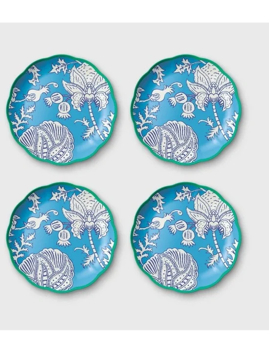 4pc Floral Vines Melamine Dinner Plates Blue - Roller Rabbit × Target