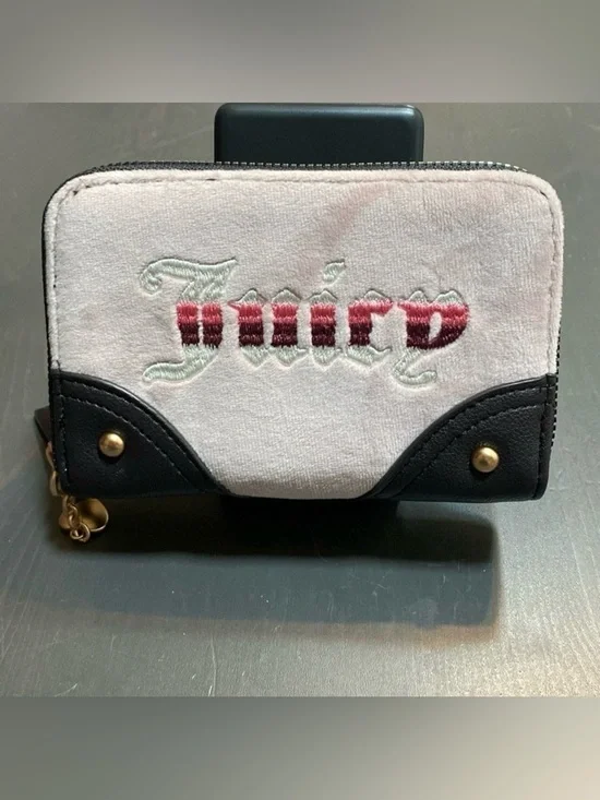 Juicy Couture Retro Zip Around Wallet Blush Pink Velour Y2K Double Zip New