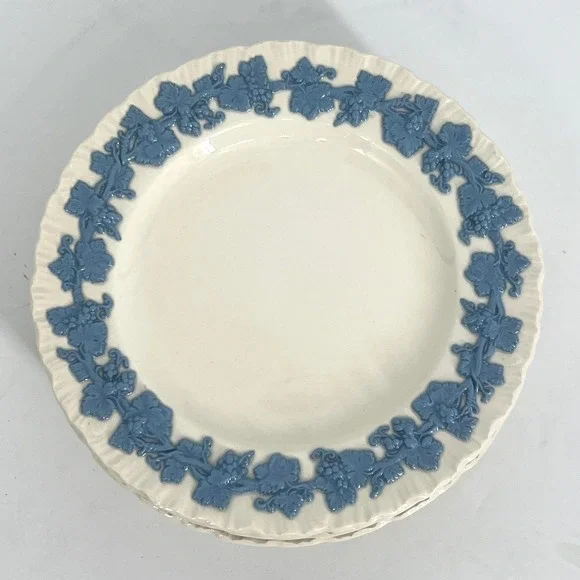 Wedgwood Queens Ware Embossed Lavender Blue Cream 6 1/4
