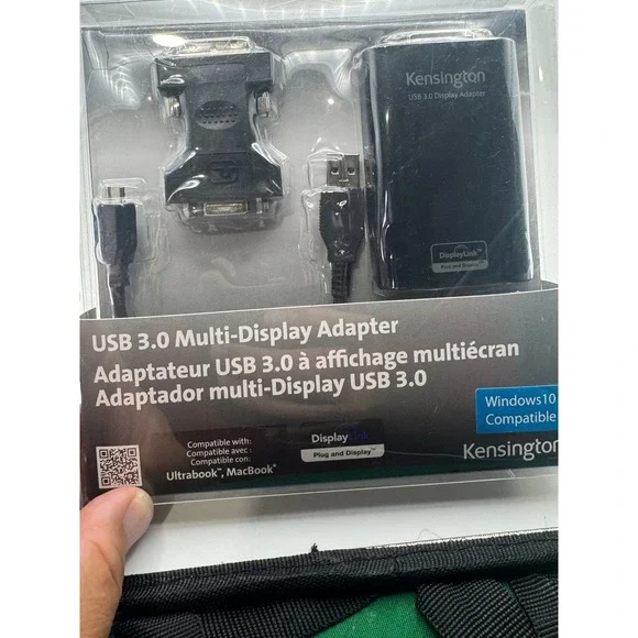 Kensington A1520A USB 3.0 Multi-Display Adapter DVI VGA 1080p Black New