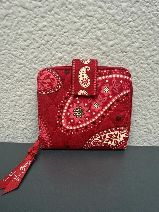 Vera Bradley Red Quilted Paisley Zip-Around Wallet